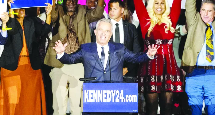 BOSTON, MA - APRIL 19: Robert F. Kennedy Jr. officially announces his candidacy for President on April 19, 2023 in Boston, Massachusetts. An outspoken anti-vaccine activist, RFK Jr. joins self-help author Marianne Williamson in the Democratic presidential field of challengers for 2024.   Scott Eisen/Getty Images/AFP (Photo by Scott Eisen / GETTY IMAGES NORTH AMERICA / Getty Images via AFP)