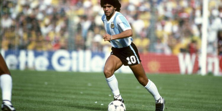 02 July 1982 - FIFA World Cup - Argentina v Brazil - Diego Maradona of Argentina - (photo by Mark Leech/Offside/Getty Images)