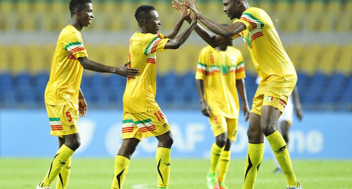 Ibrahim Kane of Mali celebrates a goal with teammates during the 2017 Under 17 Africa Cup of Nations Finals football match between Mali and Angola at the Libreville Stadium in Gabon on 21 May 2017 ©Samuel Shivambu/BackpagePix