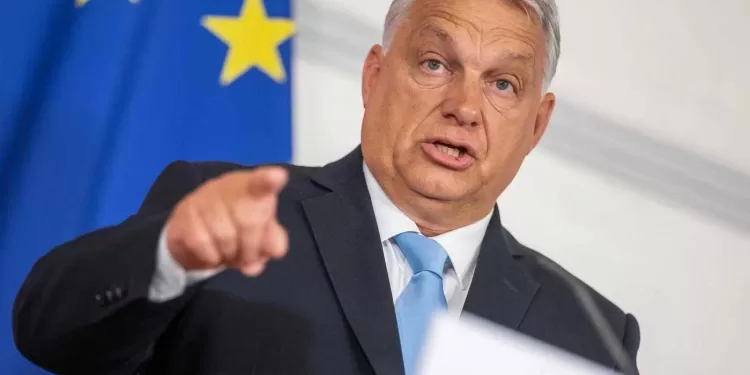 Hungarian Prime Minister Viktor Orban addresses a press conference after the Migration Summit in Vienna on July 7, 2023. (Photo by GEORG HOCHMUTH / APA / AFP) / Austria OUT