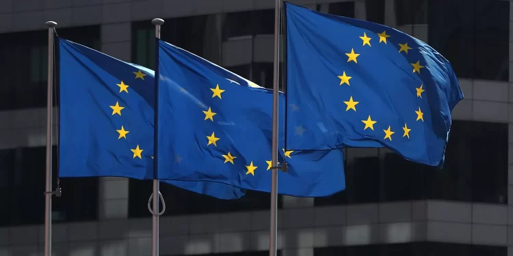 FILE PHOTO: European Union flags fly outside the European Commission headquarters in Brussels, Belgium, April 10, 2019. REUTERS/Yves Herman/File Photo