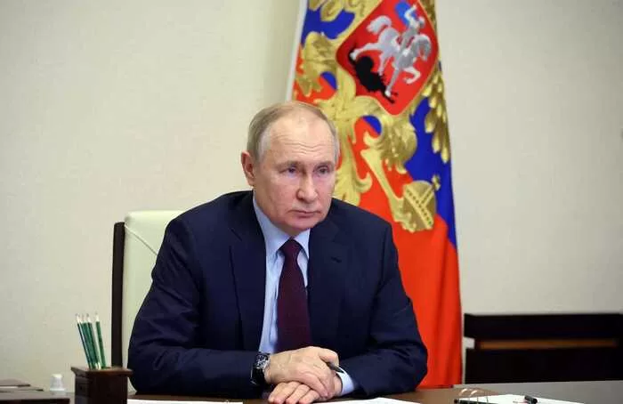 Russian President Vladimir Putin chairs a meeting with members of the government via a video conference at the Novo-Ogaryovo state residence, outside Moscow, on January 11, 2023. (Photo by Mikhail KLIMENTYEV / SPUTNIK / AFP)