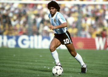 02 July 1982 - FIFA World Cup - Argentina v Brazil - Diego Maradona of Argentina - (photo by Mark Leech/Offside/Getty Images)