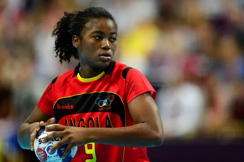 Angola's Isabel Guialo prepares to shoot a 7-metre penalty throw during the women's preliminary Group A handball match Angola vs Great Britain for the London 2012 Olympics Games on August 3, 2012 at the Copper Box hall in London. AFP PHOTO/ JAVIER SORIANO