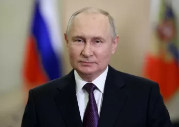 This pool photograph distributed by Russian state owned agency Sputnik shows Russian President Vladimir Putin delivering a video address to congratulate teachers, mentors and educators on Teacher's Day at the Kremlin in Moscow on October 5, 2023. (Photo by Mikhail Metzel / POOL / AFP)