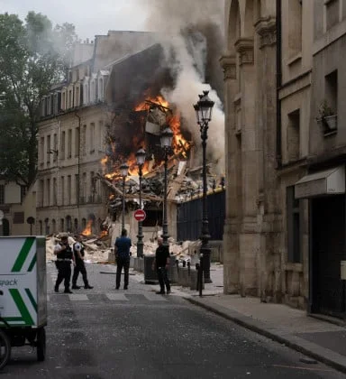 Fuga de gás provoca incêndio num prédio em Paris